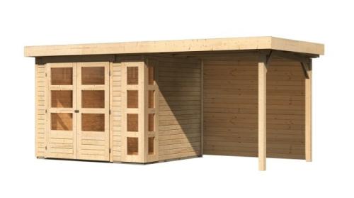 drevený domček KARIBU KERKO 3 + prístavok 240 cm vrátane zadnej steny (9185) natur