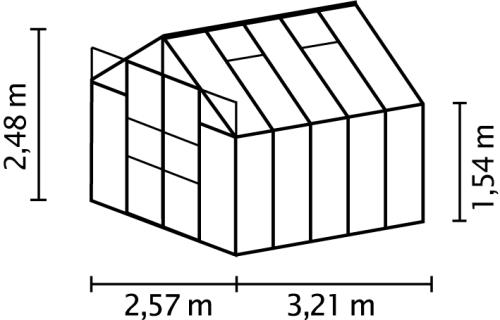 skleník VITAVIA URANUS 8300 číre sklo 3 mm strieborný