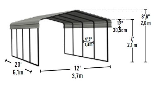 kovový prístrešok na auto ARROW 3,7 x 6,0 m - 122007