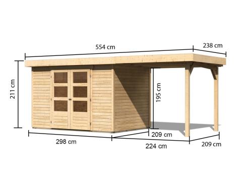 dřevěný domek KARIBU ASKOLA 4 + přístavek 240 cm (73247) natur