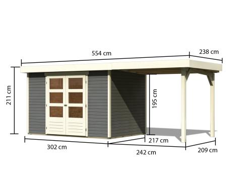 dřevěný domek KARIBU ASKOLA 4 + přístavek 240 cm (92070) terragrau