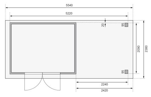 dřevěný domek KARIBU ASKOLA 4 + přístavek 240 cm (92070) terragrau