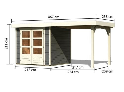 drevený domček KARIBU ASKOLA 2 + prístavok 240 cm (82904) terragrau
