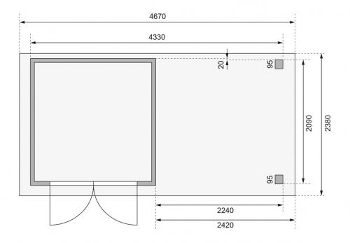 dřevěný domek KARIBU ASKOLA 2 + přístavek 240 cm (82904) terragrau