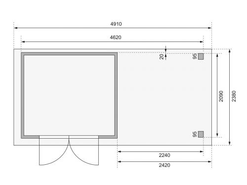 drevený domček KARIBU ASKOLA 3 + prístavok 240 cm (82905) terragrau