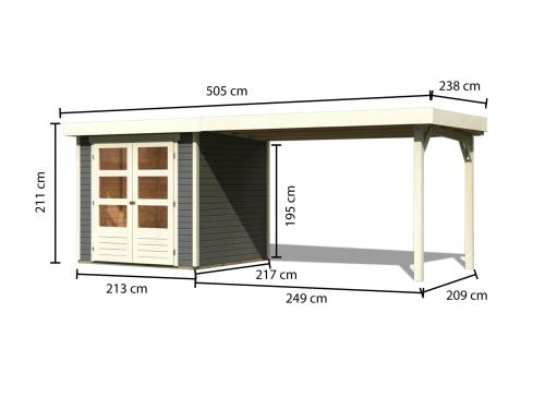 drevený domček KARIBU ASKOLA 2 + prístavok 280 cm (82907) terragrau