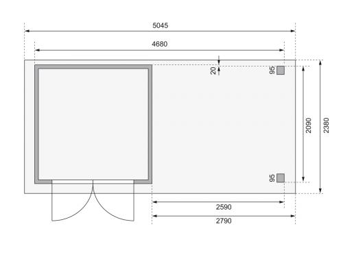 drevený domček KARIBU ASKOLA 2 + prístavok 280 cm (82907) terragrau