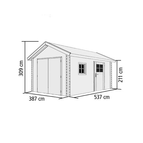 dřevěná garáž KARIBU 43545 38 mm natur