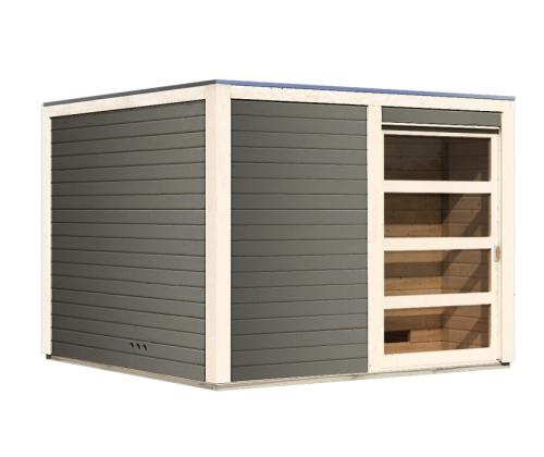 finská sauna KARIBU CUBEN (81132) terragrau s předsíní