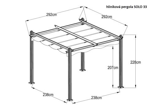 hliníková pergola LANITPLAST SOLO 3x3 m