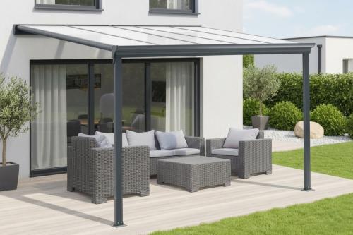 hliníková pergola LANITPLAST WALL 33 antracit + číry PC