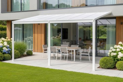 hliníková pergola LANITPLAST WALL 43 biela + opál PC