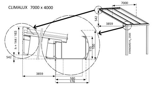 hliníková pergola SKYLUX CLIMALUX 7,0 x 4,0 m antracit + čirý PC