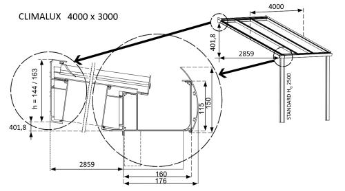 hliníková pergola SKYLUX CLIMALUX 4,0 x 3,0 m antracit + čirý PC