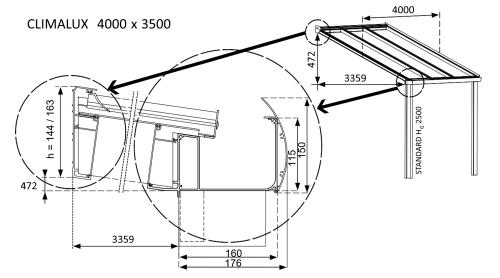 hliníková pergola SKYLUX CLIMALUX 4,0 x 3,5 m antracit + čirý PC