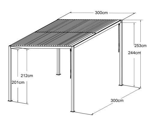 hliníková bioklimatická pergola LANITPLAST STANDARD 3x3 m