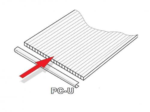 PC U-profil 4 mm pre oblúkový skleník dĺžka 2,10 m (1 ks)
