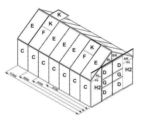 náhradné presklenie pre skleník VITAVIA URANUS 9900 PC 4 mm