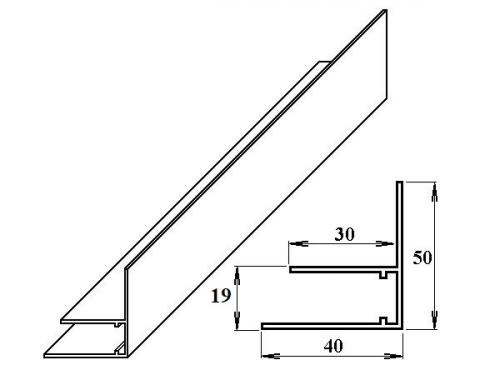 AL okrajový F-profil 16 mm, dĺžka 6 m