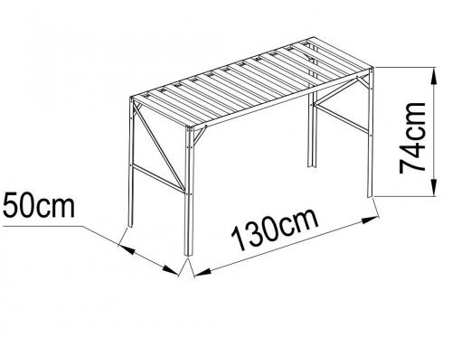 AL regál LANITPLAST 130x50 cm jednopolicový stříbrný GSB1