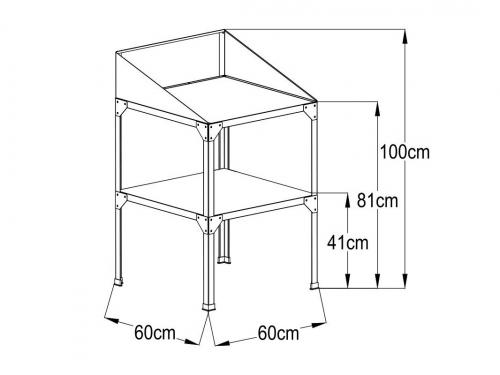 ocelový regál LANITPLAST 60x60x41/81 cm dvoupolicový stříbrný GSE3