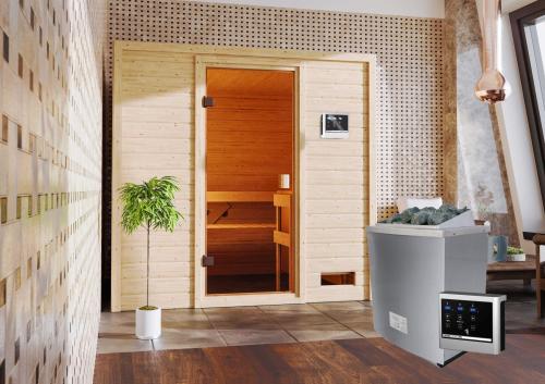 fínska sauna KARIBU ADELINA (6168) - set s pecou 9,0 kW (80637)