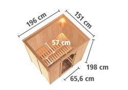 fínska sauna KARIBU BODIN (47829) - set s pecou 3,6 kW (71312)
