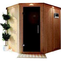 fínska sauna KARIBU SIIRIN (71376) - set s pecou 3,6 kW (71312)