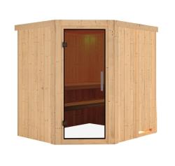 fínska sauna KARIBU SIIRIN (71376) - set s pecou 3,6 kW (71312)