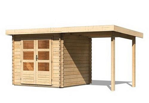 drevený domček KARIBU BASTRUP 2 + prístavok 200 cm (73290) natur