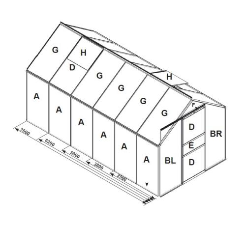 náhradní prosklení pro skleník VITAVIA VENUS 2500 PC 4 mm