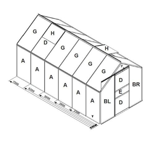 náhradní prosklení pro skleník VITAVIA VENUS 2500 PC 6 mm