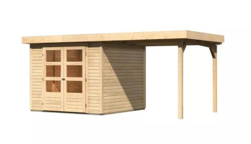 drevený domček KARIBU ASKOLA 3,5 + prístavok 240 cm (77716) natur