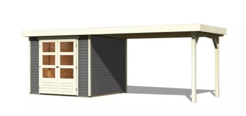 drevený domček KARIBU ASKOLA 3,5 + prístavok 280 cm (9148) terragrau
