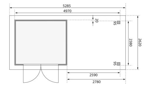 drevený domček KARIBU ASKOLA 3,5 + prístavok 280 cm (9148) terragrau