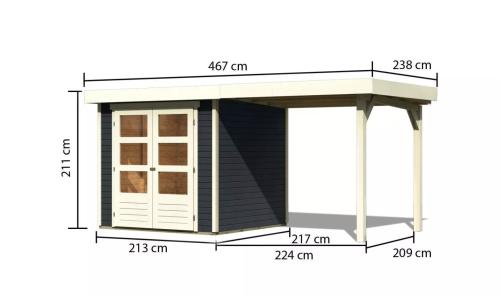 drevený domček KARIBU ASKOLA 2 + prístavok 240 cm (38654) antracit