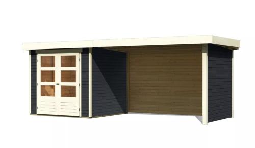 drevený domček KARIBU ASKOLA 2 + prístavok 280 cm vrátane zadnej a bočnej steny (38659) antracit