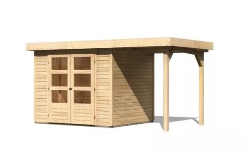 drevený domček KARIBU ASKOLA 3 + prístavok 150 cm (23491) natur