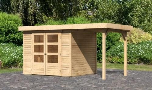 drevený domček KARIBU ASKOLA 3 + prístavok 150 cm (23491) natur