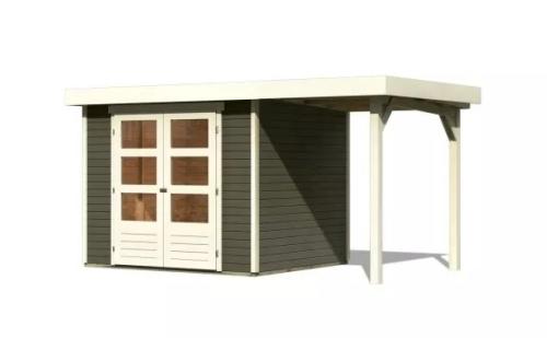 drevený domček KARIBU ASKOLA 3 + prístavok 150 cm (23497) terragrau