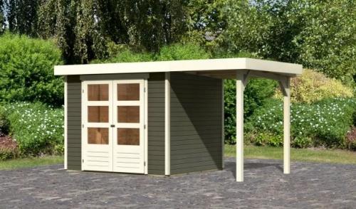 drevený domček KARIBU ASKOLA 3 + prístavok 150 cm (23497) terragrau