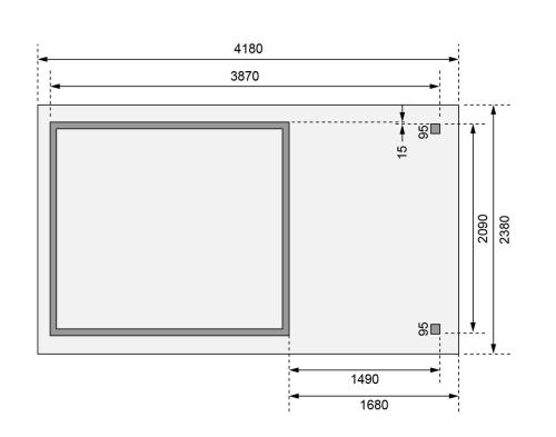 drevený domček KARIBU ASKOLA 3 + prístavok 150 cm (23497) terragrau