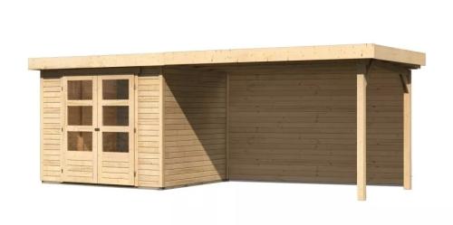 drevený domček KARIBU ASKOLA 3 + prístavok 280 cm vrátane zadnej steny (9173) natur