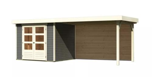 drevený domček KARIBU ASKOLA 3 + prístavok 280 cm vrátane zadnej steny (9174) terragrau