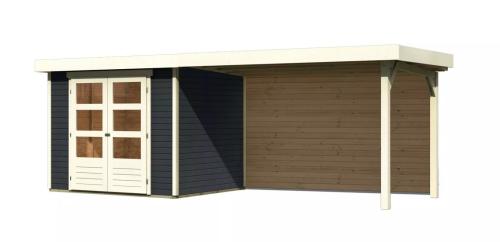 drevený domček KARIBU ASKOLA 3 + prístavok 280 cm vrátane zadnej steny (38666) antracit