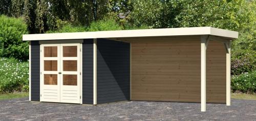 drevený domček KARIBU ASKOLA 3 + prístavok 280 cm vrátane zadnej steny (38666) antracit