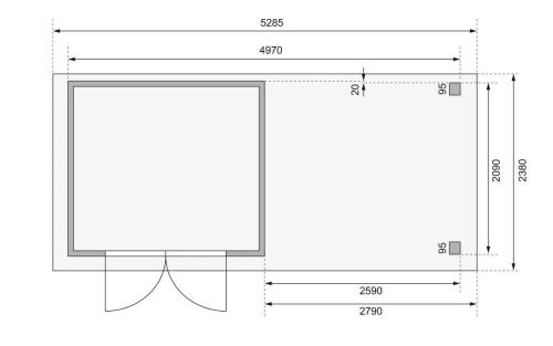 drevený domček KARIBU ASKOLA 3 + prístavok 280 cm vrátane zadnej steny (38666) antracit
