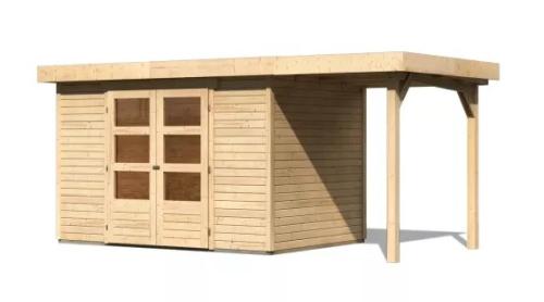 drevený domček KARIBU ASKOLA 4 + prístavok 150 cm (23498) natur
