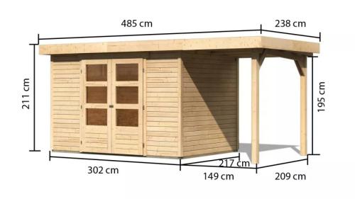 drevený domček KARIBU ASKOLA 4 + prístavok 150 cm (23498) natur