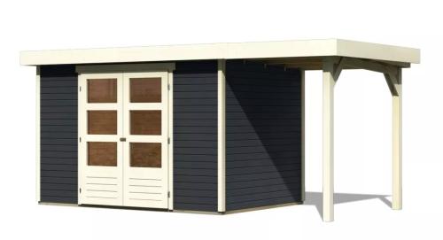 drevený domček KARIBU ASKOLA 4 + prístavok 150 cm (38669) antracit
